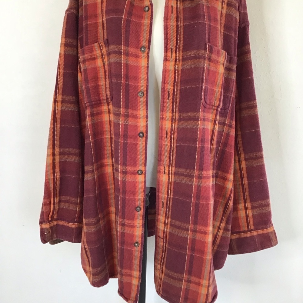 St. John’s Bay Men Vintage Red and Orange Strip Plaid Outdoor Shirt Jacket 4X - Picture 5 of 10
